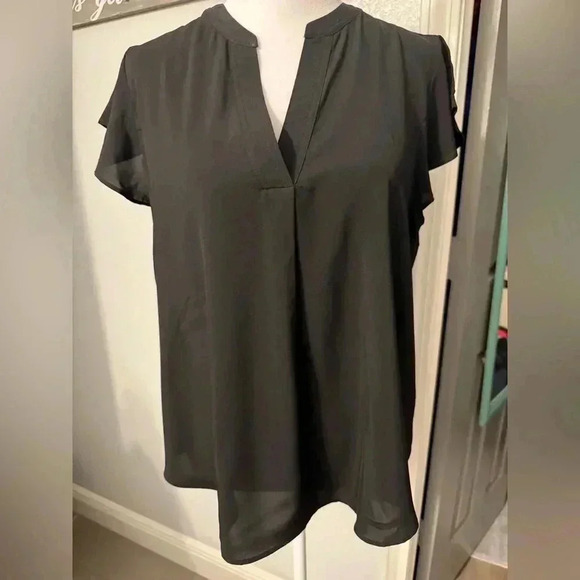 Calvin Klein black top with v neck flutter sleeves Women’s size Medium - Picture 8 of 11
